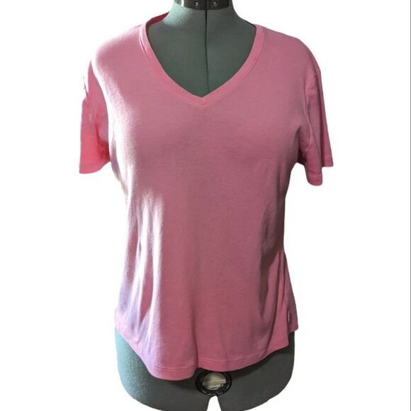 Liz Claiborne Pink & Brown V-Neck Pima Cotton T-shirt Set, Large - Picture 2 of 12